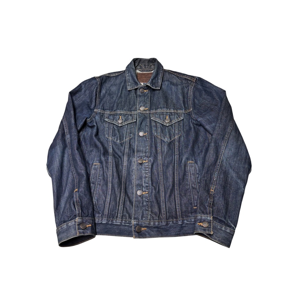 Lucky Brand McKinney Denim Jacket Mens Medium Dark Wash Indigo Trucker 7M12802